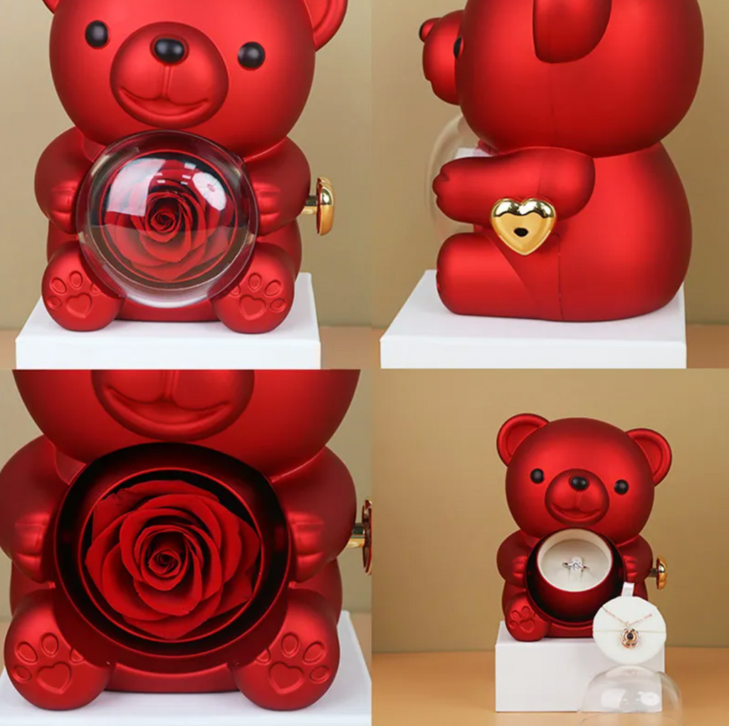 Eternal Bear Rose Box Jewelry Gift
