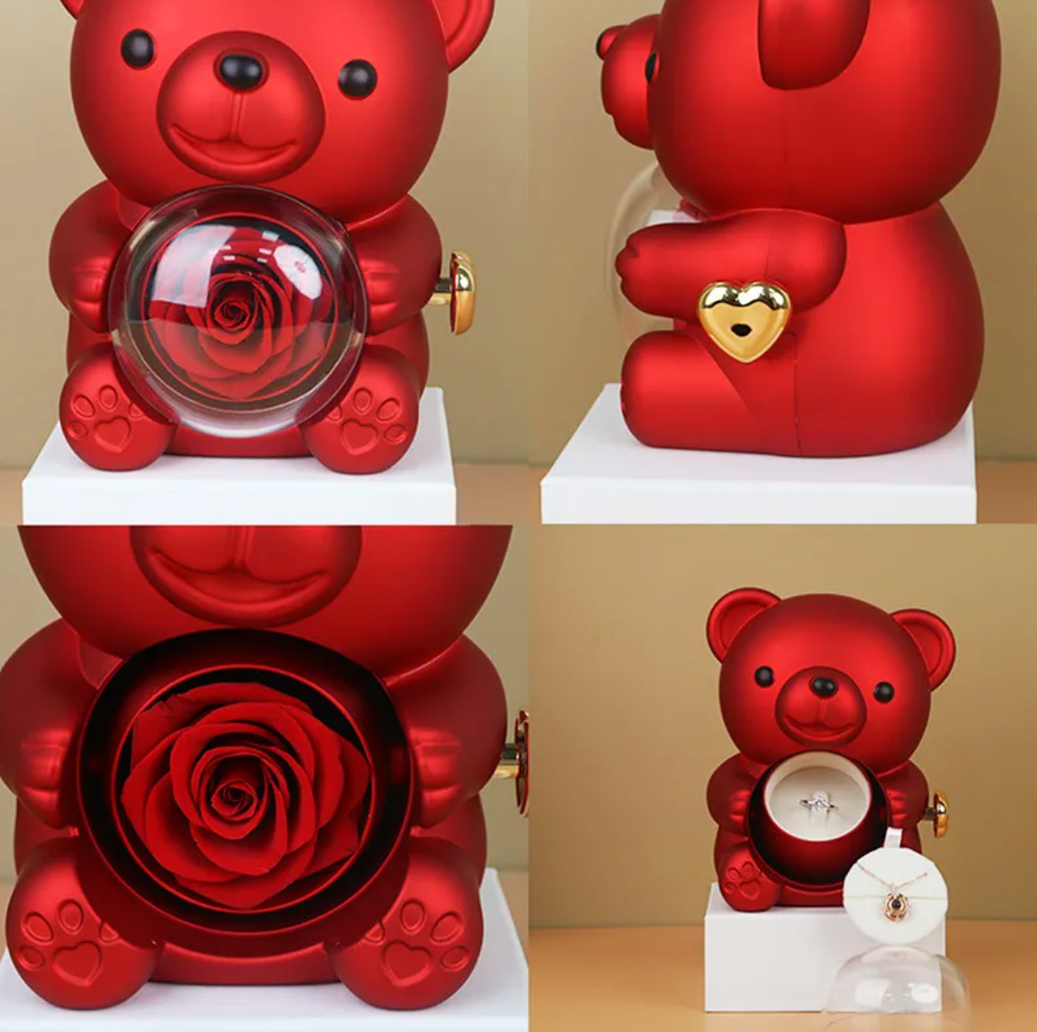 Eternal Bear Rose Box Jewelry Gift