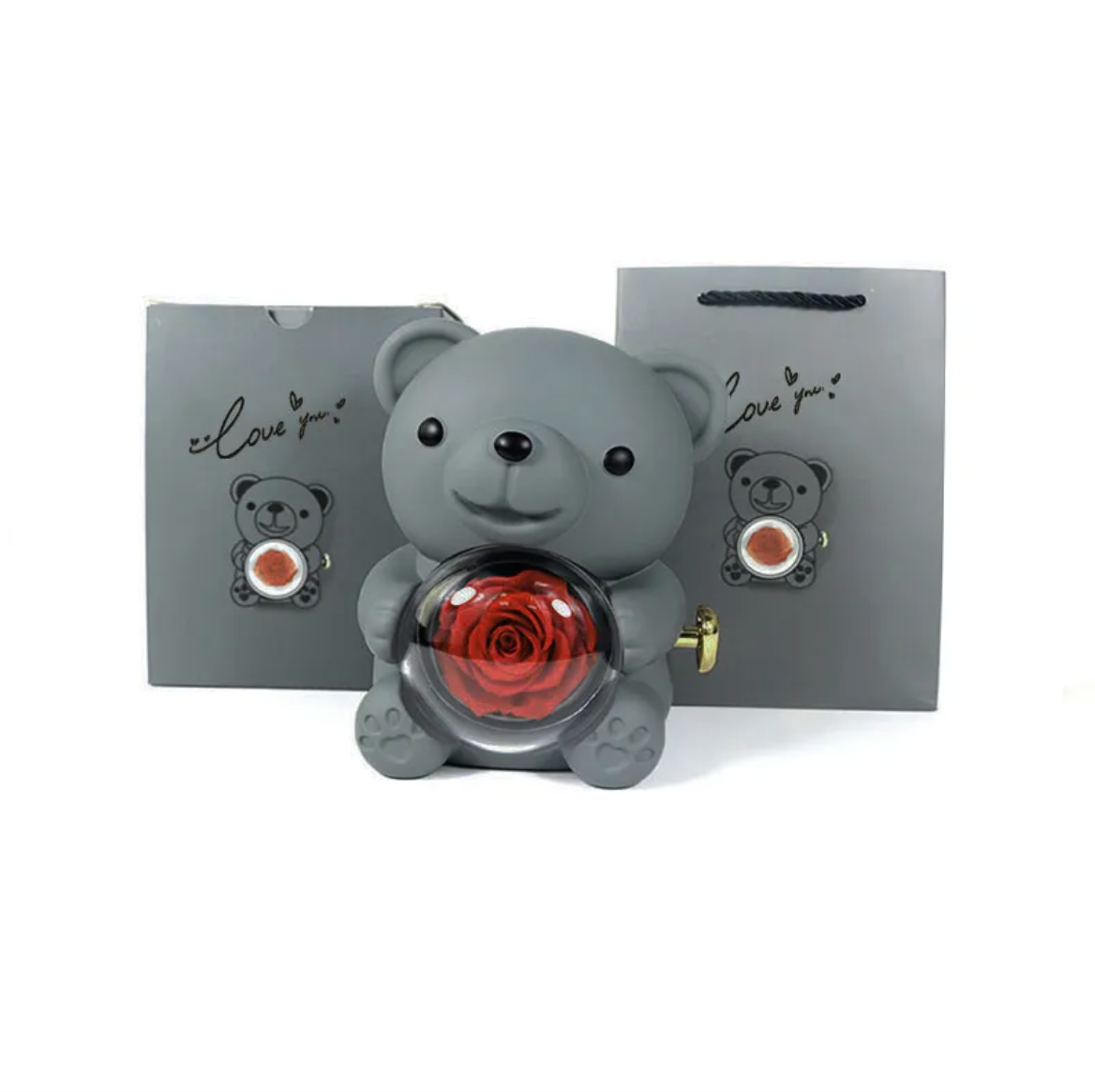 Eternal Bear Rose Box Jewelry Gift